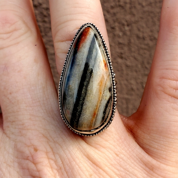 New Amazing Picasso Jasper 925 Silver Ring. - Picture 10 of 14